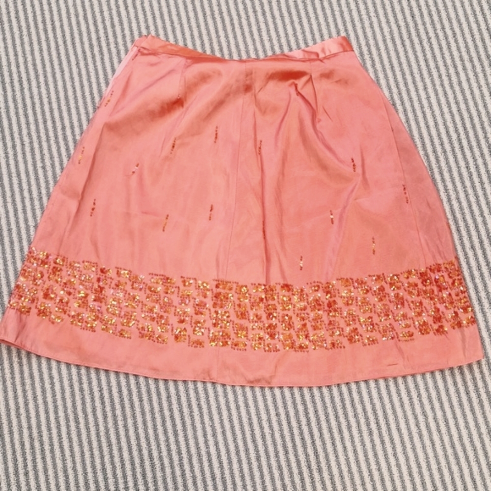 Pretty Coral Beaded Midi Skirt